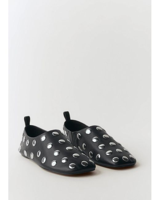 Mango Black Studded Leather Shoes