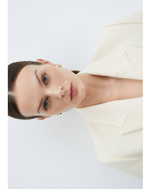 Mango Natural Double-breasted Cropped Jacket