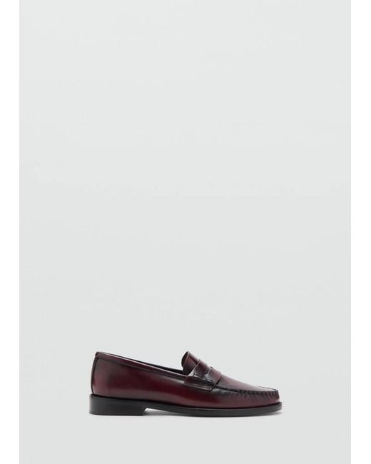 Mango Gathered Leather Moccasin