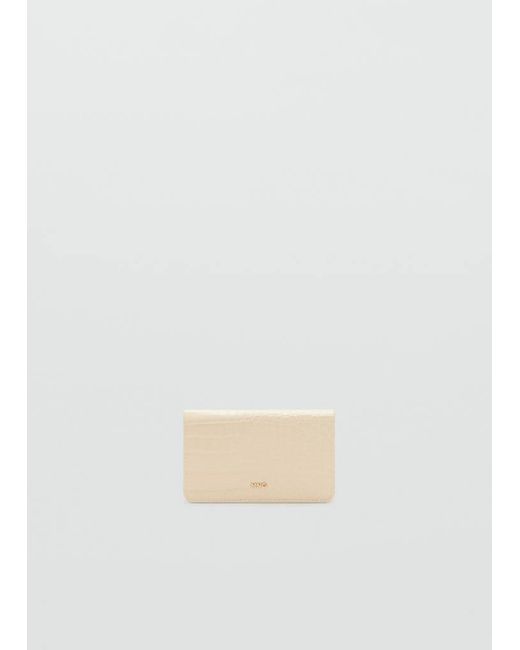 Mango White Medium Wallet With Croc Effect