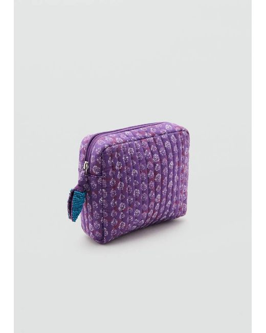 MANGO TEEN Purple Printed Cosmetic Bag