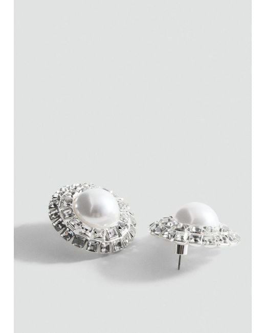 Boucles D'Oreilles Perles Combinées Argent Mango en coloris White