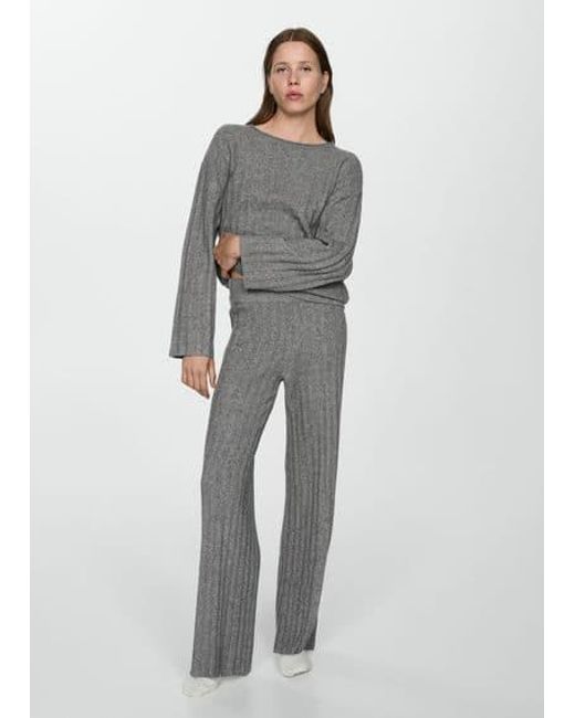 Mango Ribbed Knit Lounge Trousers in Grey Lyst UK