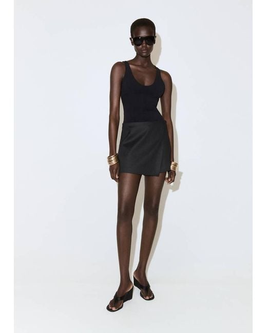 Mango Black Printed Skirt Line