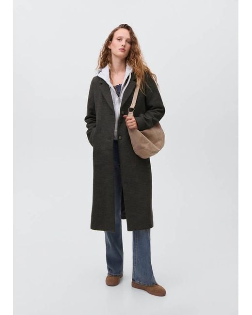 MANGO TEEN Gray Checked Overcoat