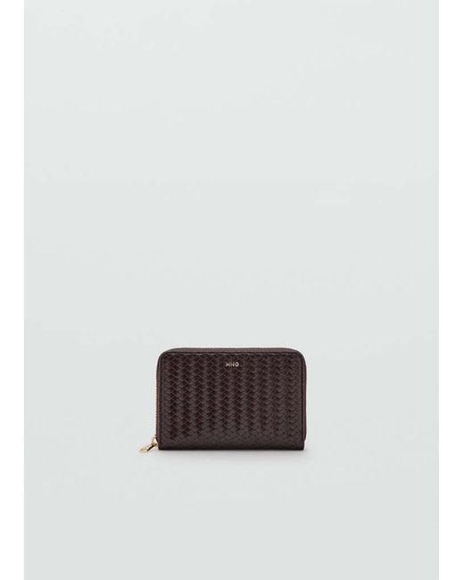 Mango White Medium Braided Wallet