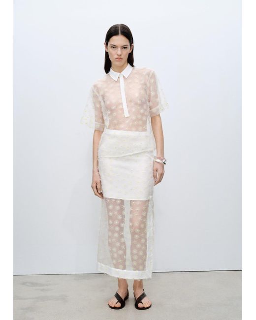 Chemise Semi-Transparente Broderie À Fleurs Blanc Cassé Mango en coloris White