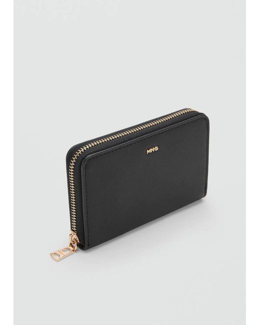 Mango Black Saffiano-Effect Wallet