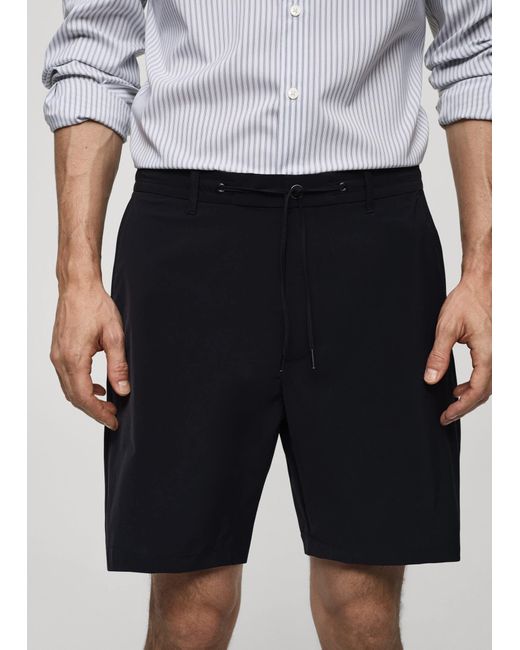 Mango Blue Regular-fit Bermuda Shorts With Drawstring Dark for men