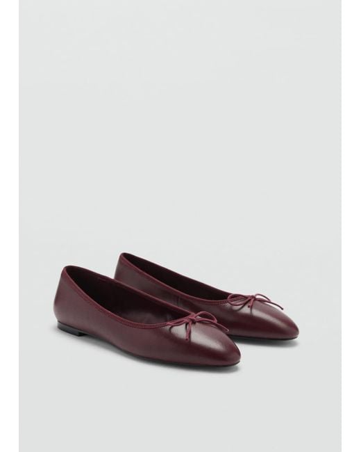 Mango Brown Leather Ballet Flats