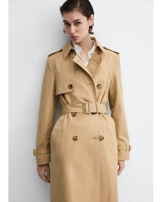 Mango Natural Classic Trench Coat With Belt
