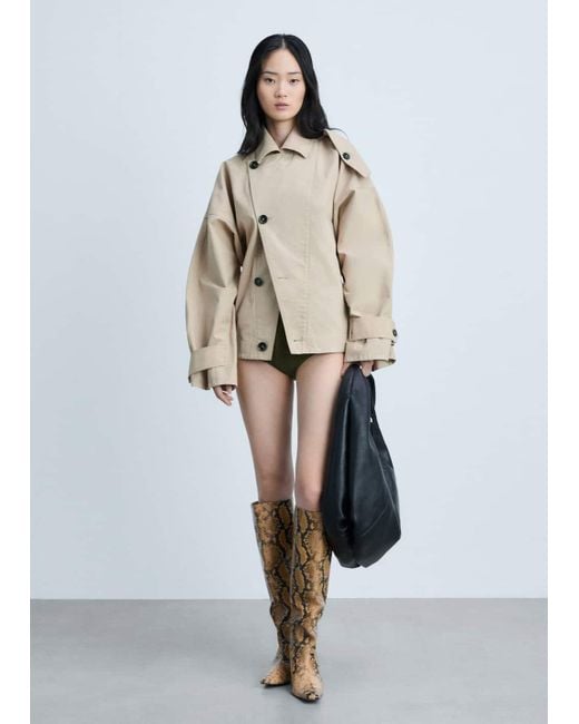 Mango White Short Trench Coat