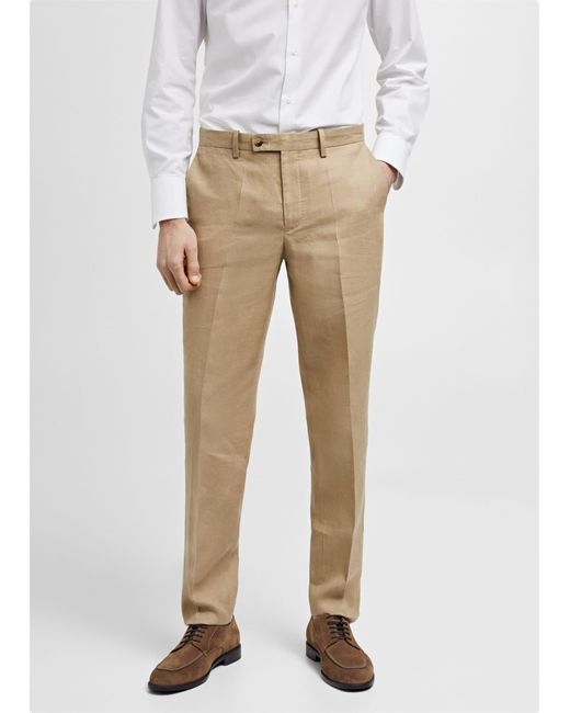 Mango Natural Slim Fit Suit Pants 100% Linen Medium for men