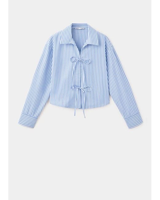 MANGO TEEN Blue Striped Bow Blouse