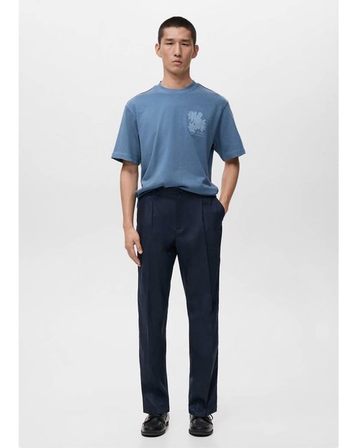Mango Blue 100% Cotton T-Shirt Text for men