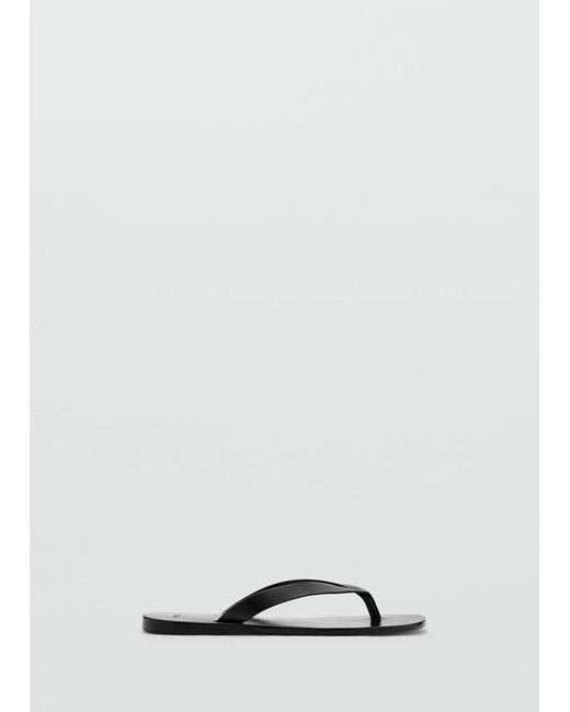 Mango White Leather Strap Sandals