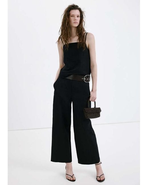 Mango Black Lyocell Top With Double Straps