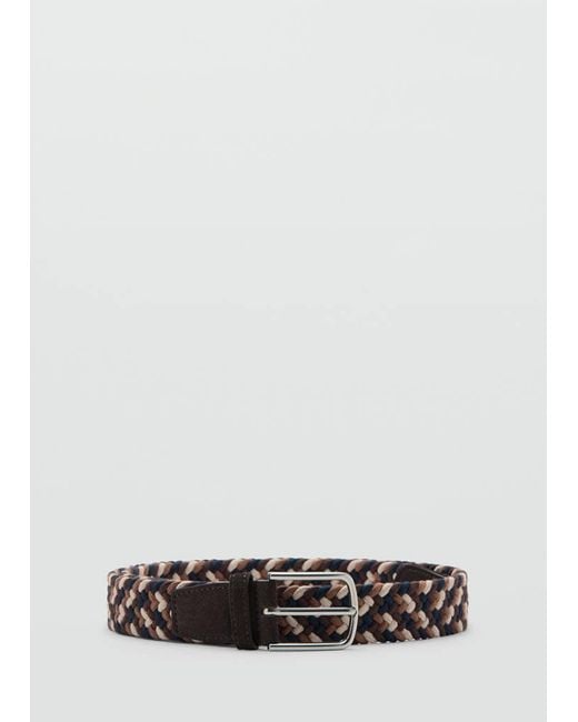 Mango Black Braided Elastic Coloured Belt for men