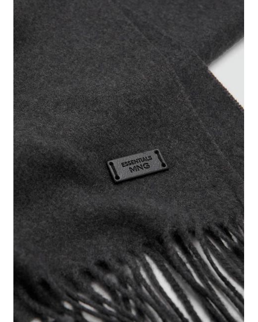 Mango Black Plain Fringed Scarf Khaki for men