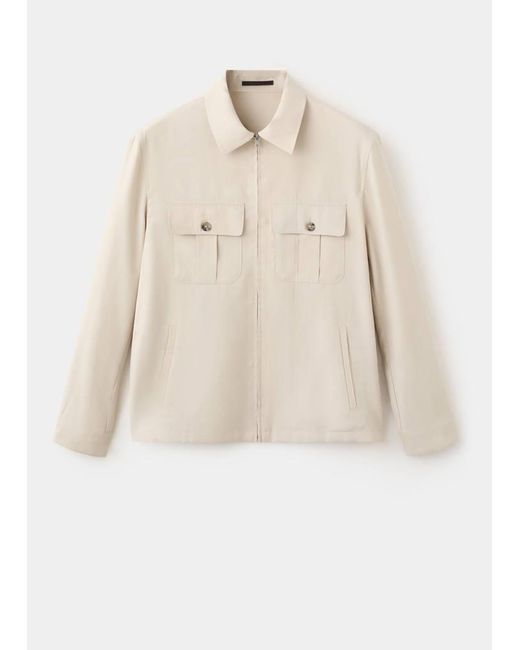 Mango White Regular Fit Modal Jacket With Pockets for men