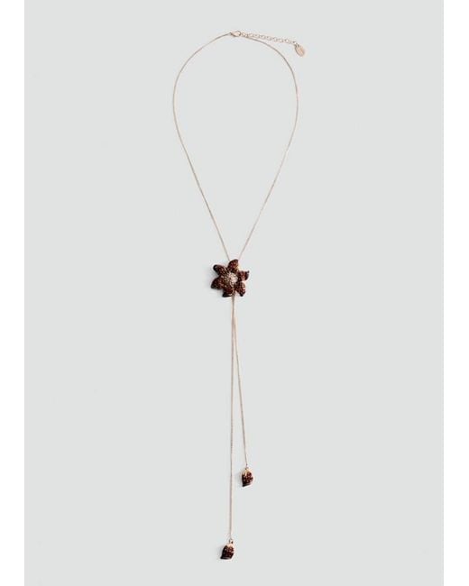 Collier Double Fleur Or Mango en coloris White