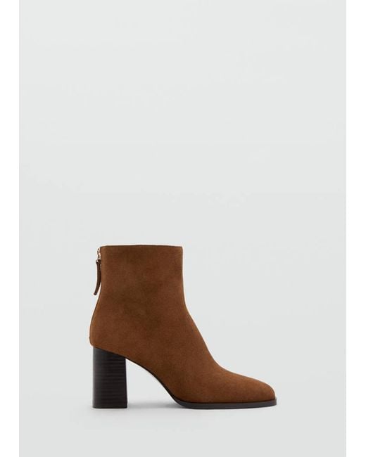 Mango Natural Suede Block-Heel Boots