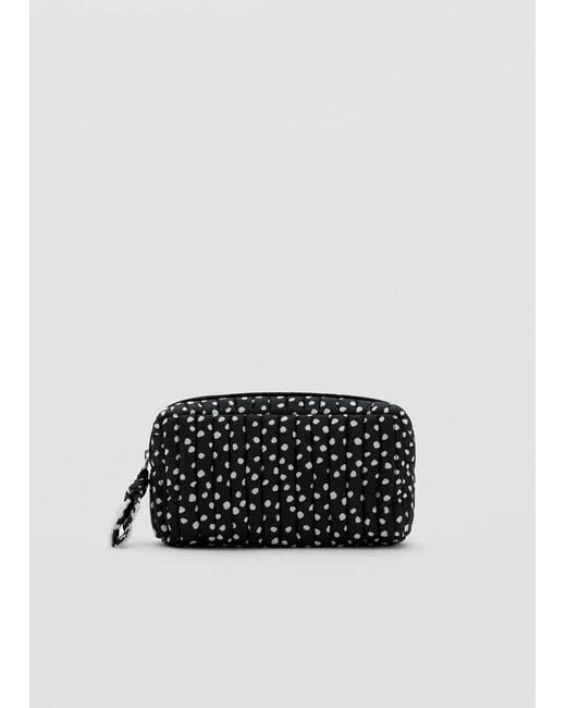 MANGO TEEN Black Padded Wash Bag With Spots