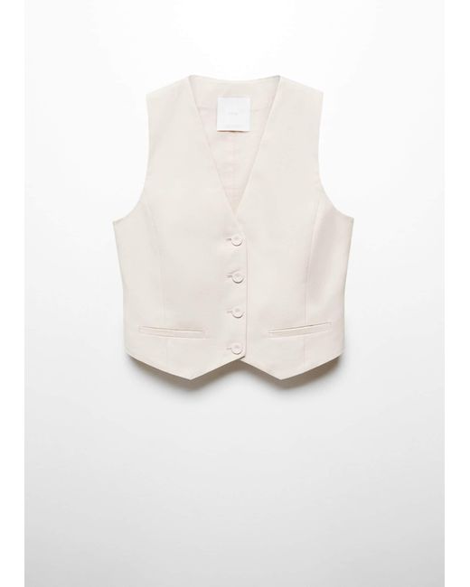 Mango White Suit Waistcoat With Buttons Light/pastel