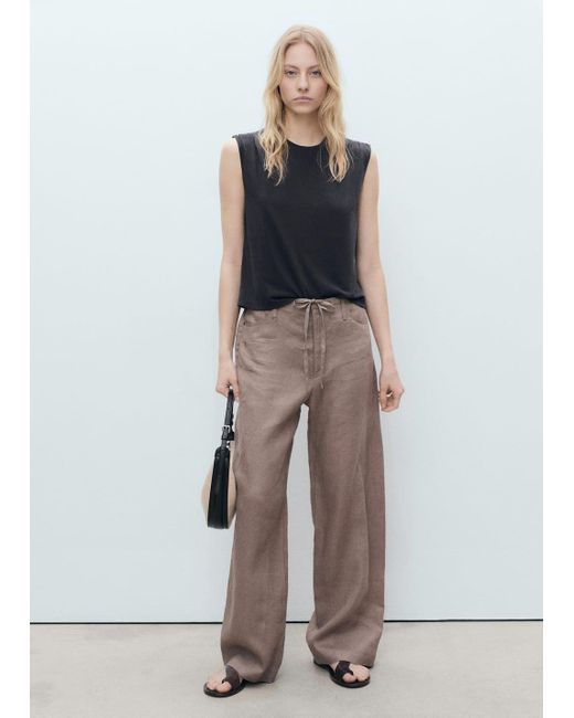 Mango Multicolor Flowy T-Shirt With Gathered Shoulders