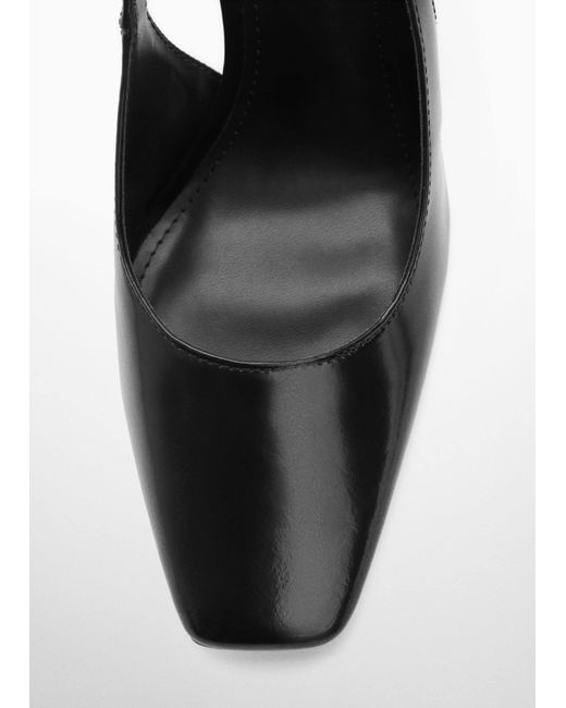 Mango Black Sling Back Leather Shoes