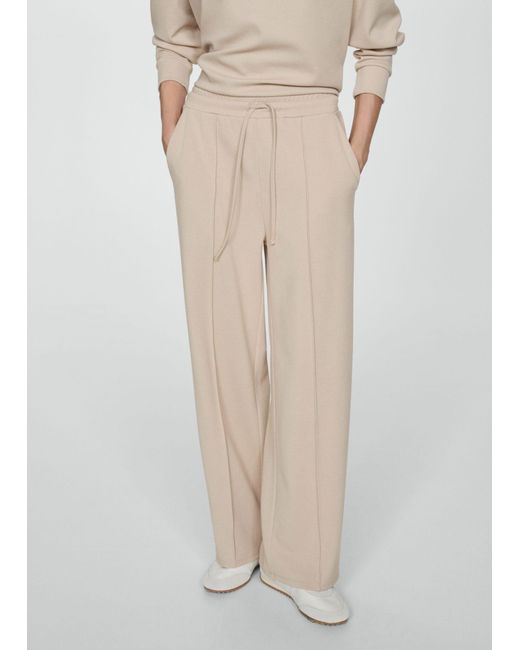 Mango Natural Seam-detail Straight-fit Trousers