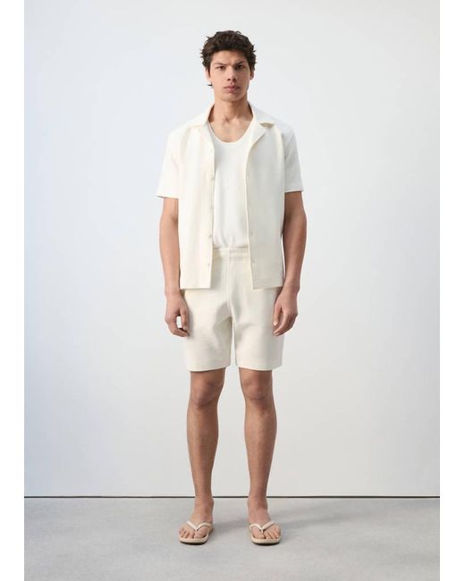 Mango White 100% Cotton Bermuda Shorts for men