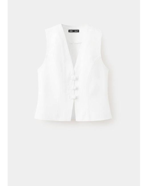 Mango White Toggle Denim Top With Frogs