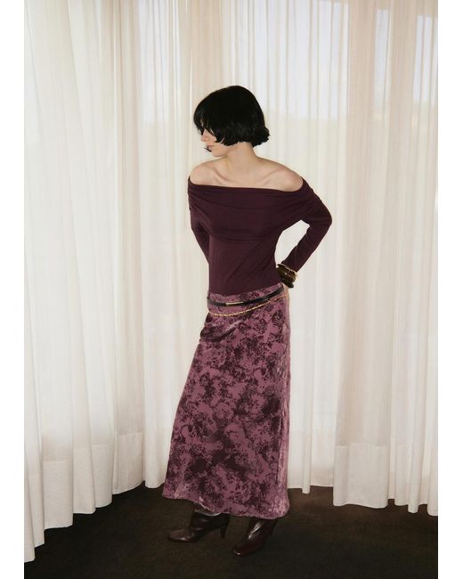 Mango Pink Long Jacquard Skirt