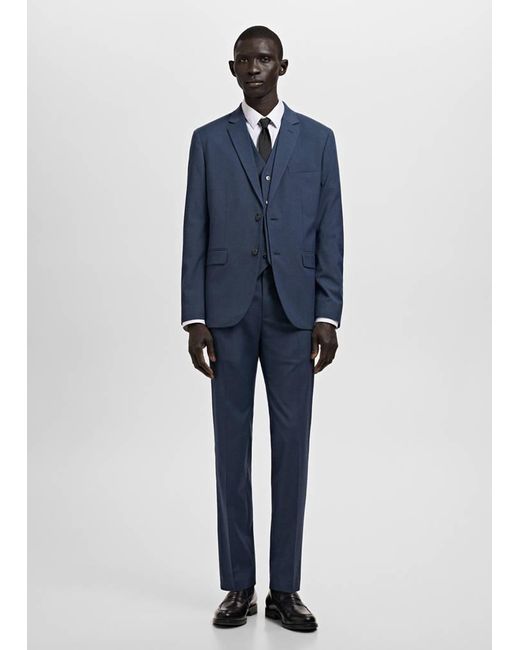 Mango Blue Paris Slim Fit Suit Gilet for men
