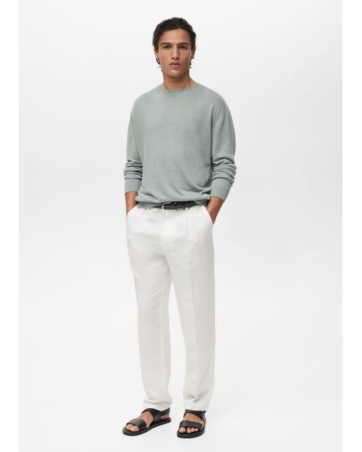 Mango Multicolor 100% Linen Flowy Sweater for men