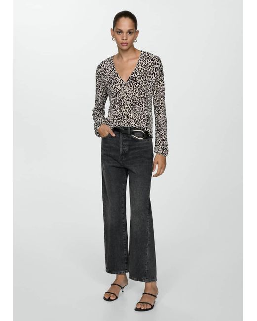 Mango Multicolor Animal-Print Blouse