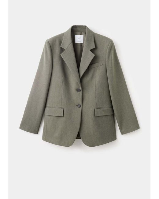 Mango Gray Suit Blazer With Flap Pockets