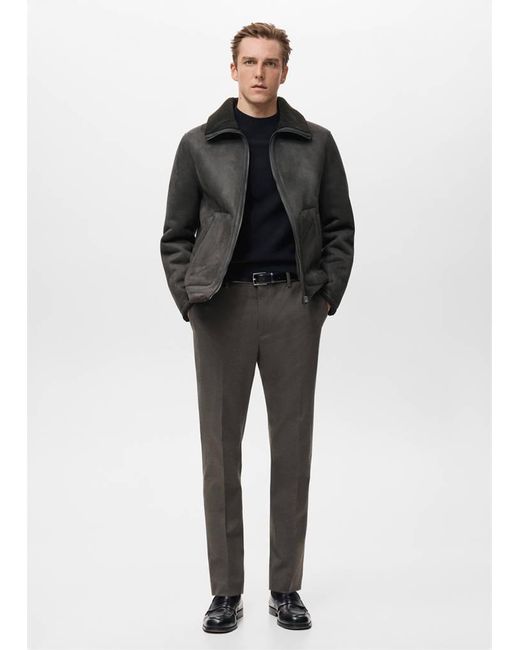 Mango Black Shearling-Lined Faux-Leather Jacket for men