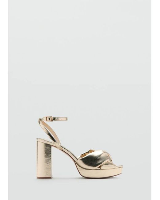 MANGO TEEN Natural Knot Metallic Sandals