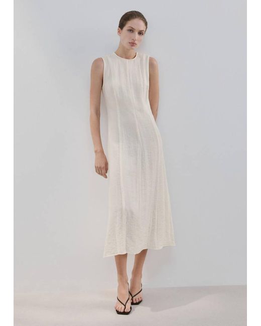 Mango White A-Line Dress With Godets