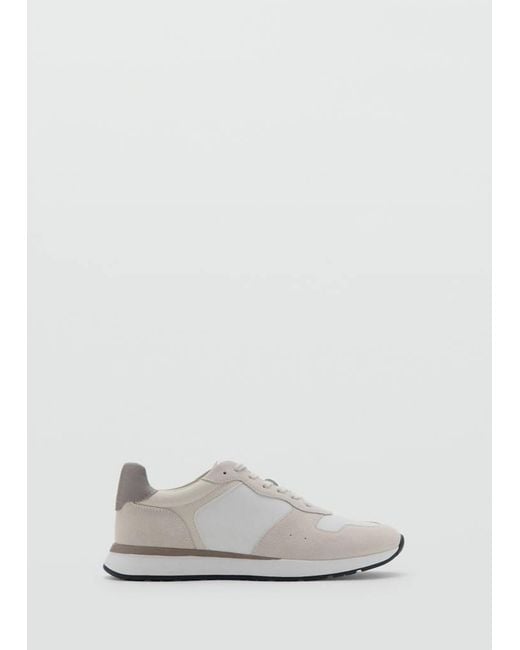 Mango White Leather Mixed Sneakers for men