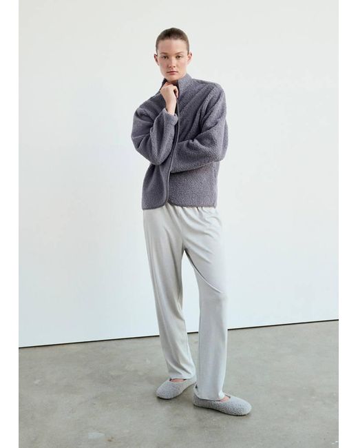 Mango Gray Sherpa Zip Jacket