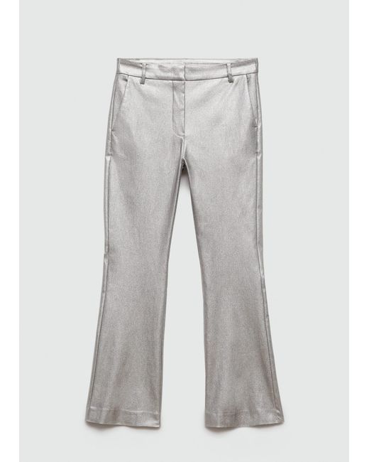 Mango Gray Metallic Flared Trousers