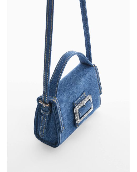 Mango Blue Denim Bag With Long Handle