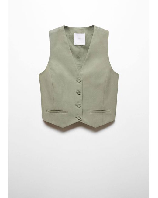 Mango Green Suit Waistcoat With Buttons Pastel