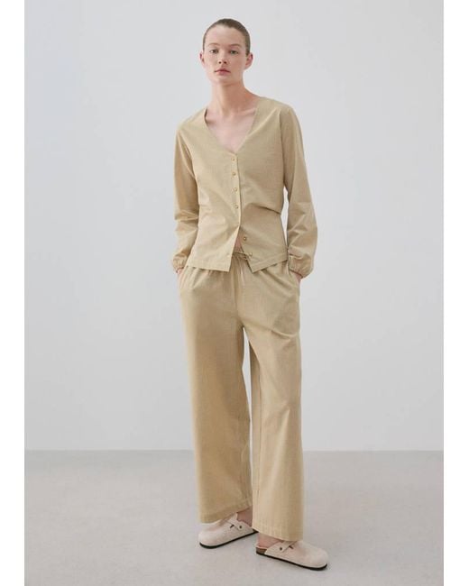 Mango Natural Gingham-Check Two-Piece Pyjamas