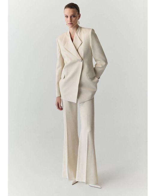 Mango Natural Blazer Suit Lapel Detail