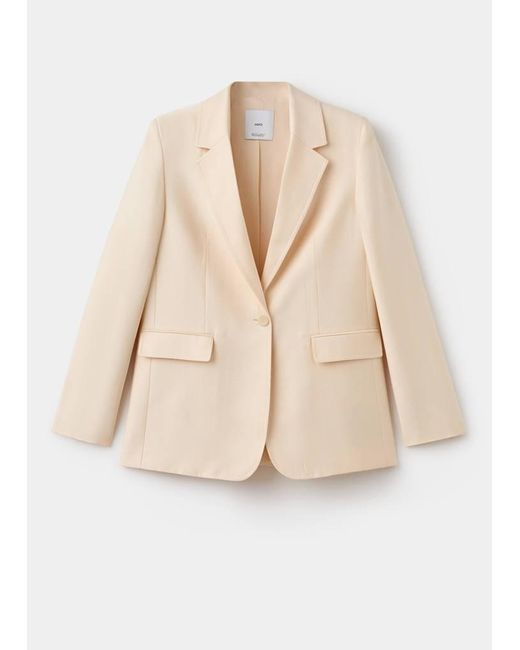 Mango White Lyocell Suit Blazer