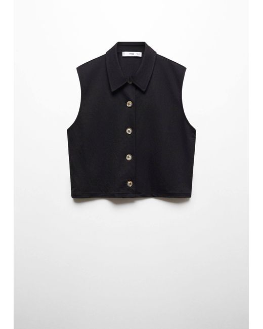 Mango Black Shirt Collar Waistcoat